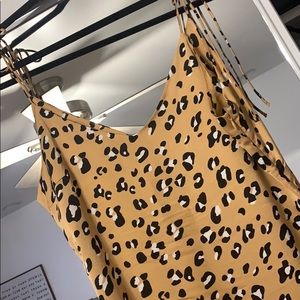 Gold Leopard Satin Dress